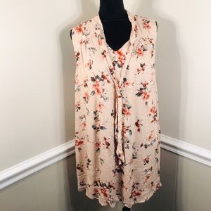 Blu Pepper Swiss Dot Floral  Tie-Neck dress